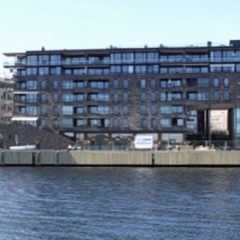 utvendig fasade fra sjøen
